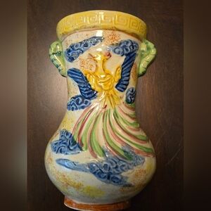 Vtg.Majolica Wall Pocket Made In Japan 4.5 X 7" Early-Mid 20th Century